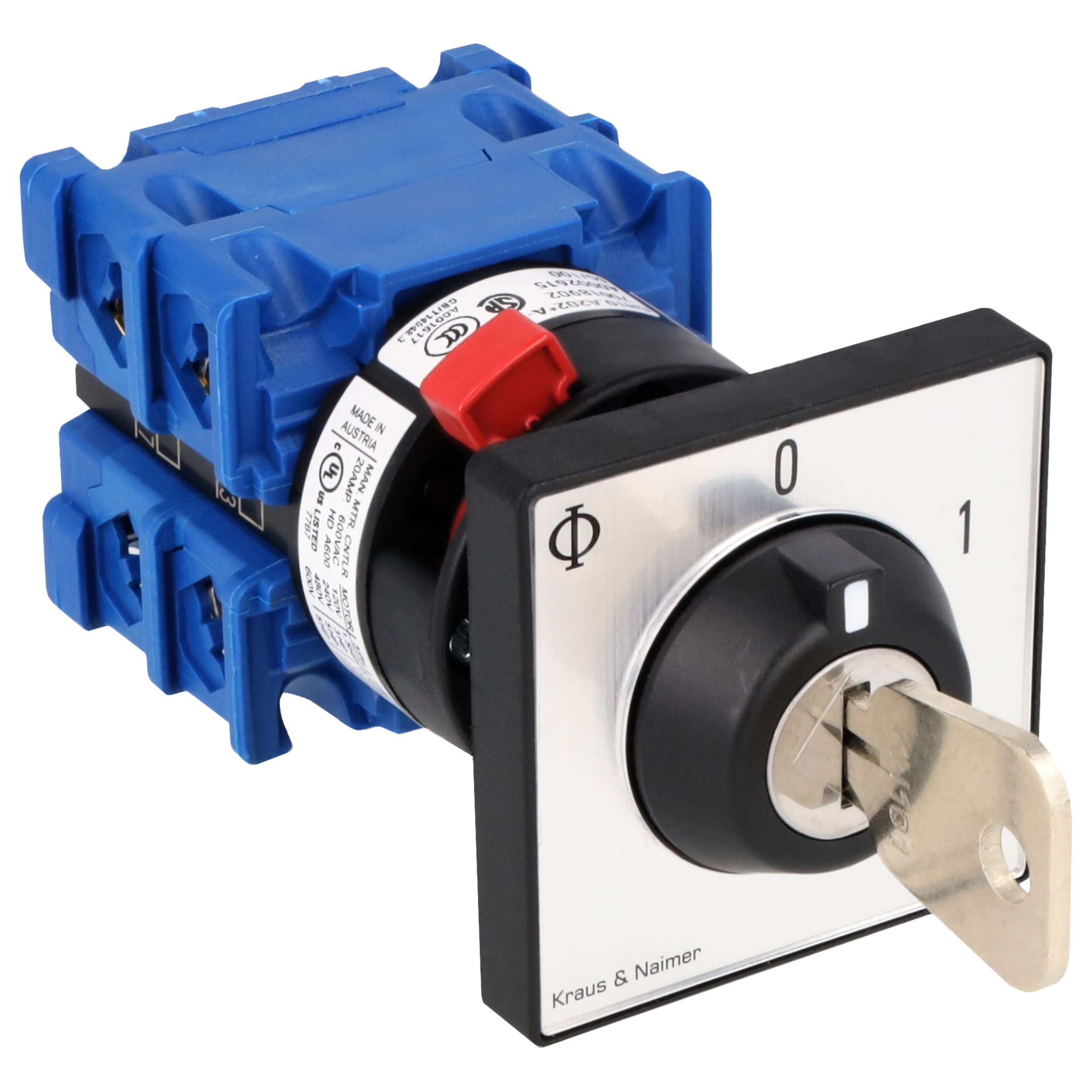 Schlüsselschalter; Ausschalter; 3-polig; 0-1; Zentralbefestigung; Schlüsseleinrichtung