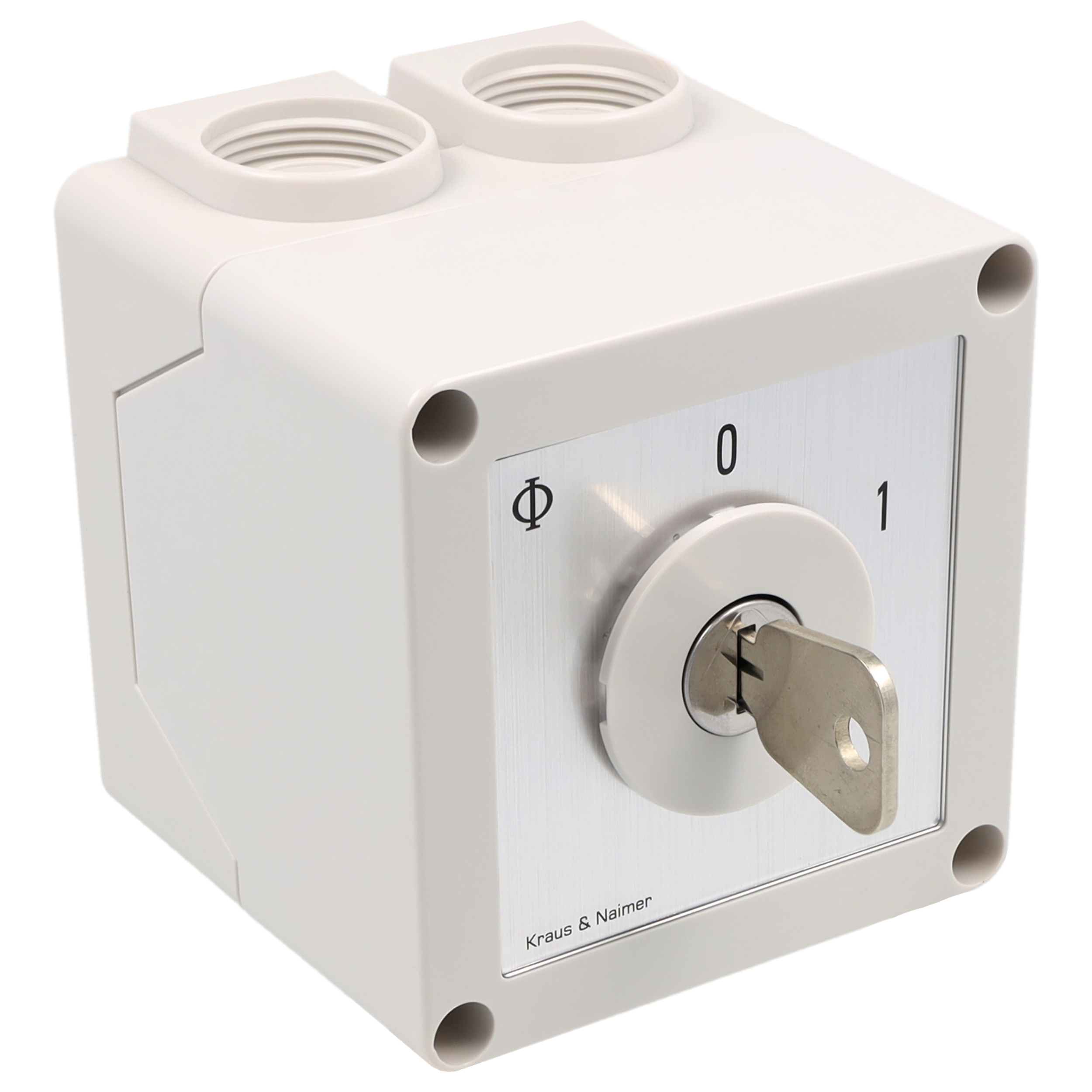 Schlüsselschalter; Ausschalter; 2-polig; 0-1; Kunststoffgehäuse; Schlüsseleinrichtung