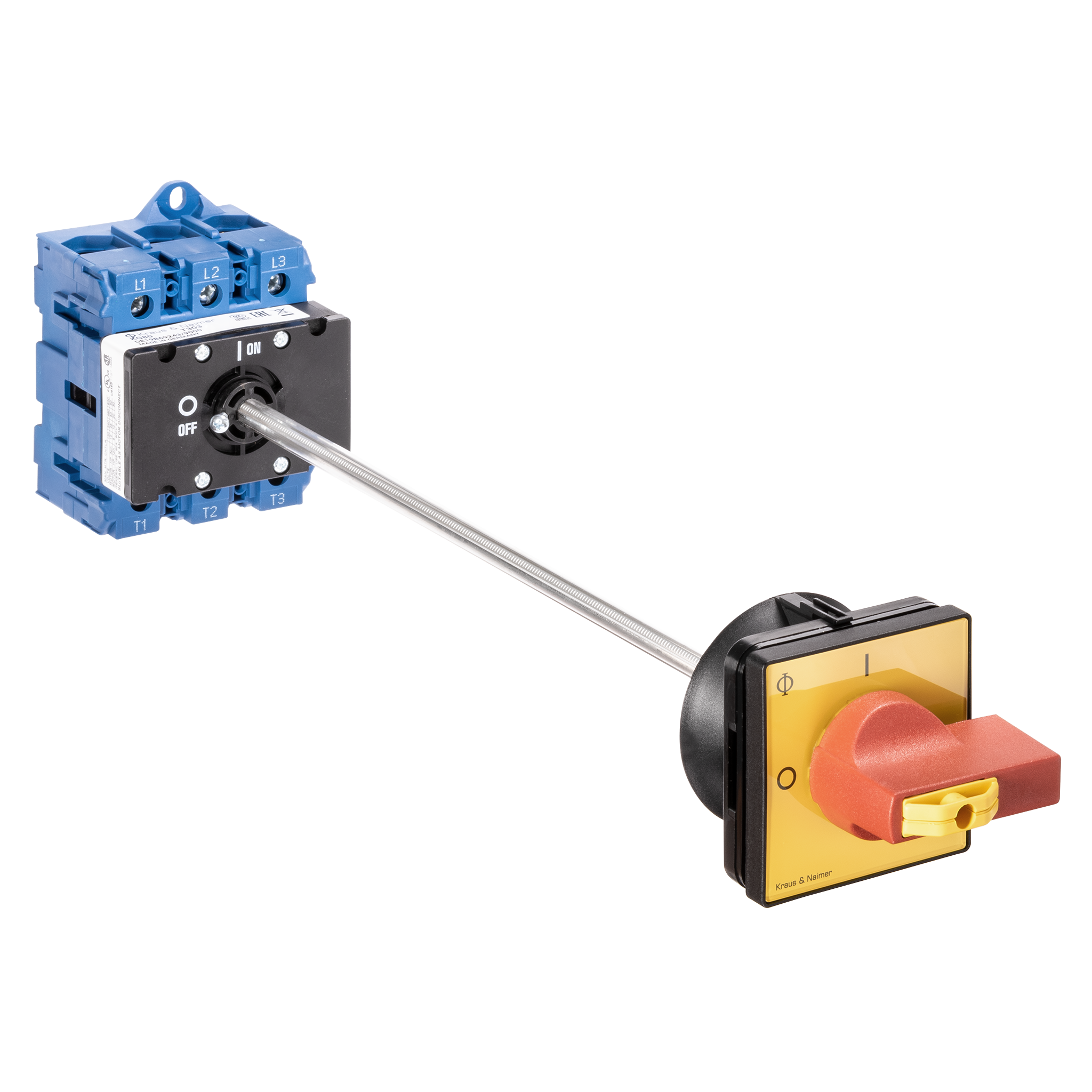 Hauptschalter; Ausschalter; 3-polig; 0-I; Verteilereinbau/Reiheneinbau; Sperrvorrichtung; Türkupplung; Achsverlängerung; Klemmenabdeckung
