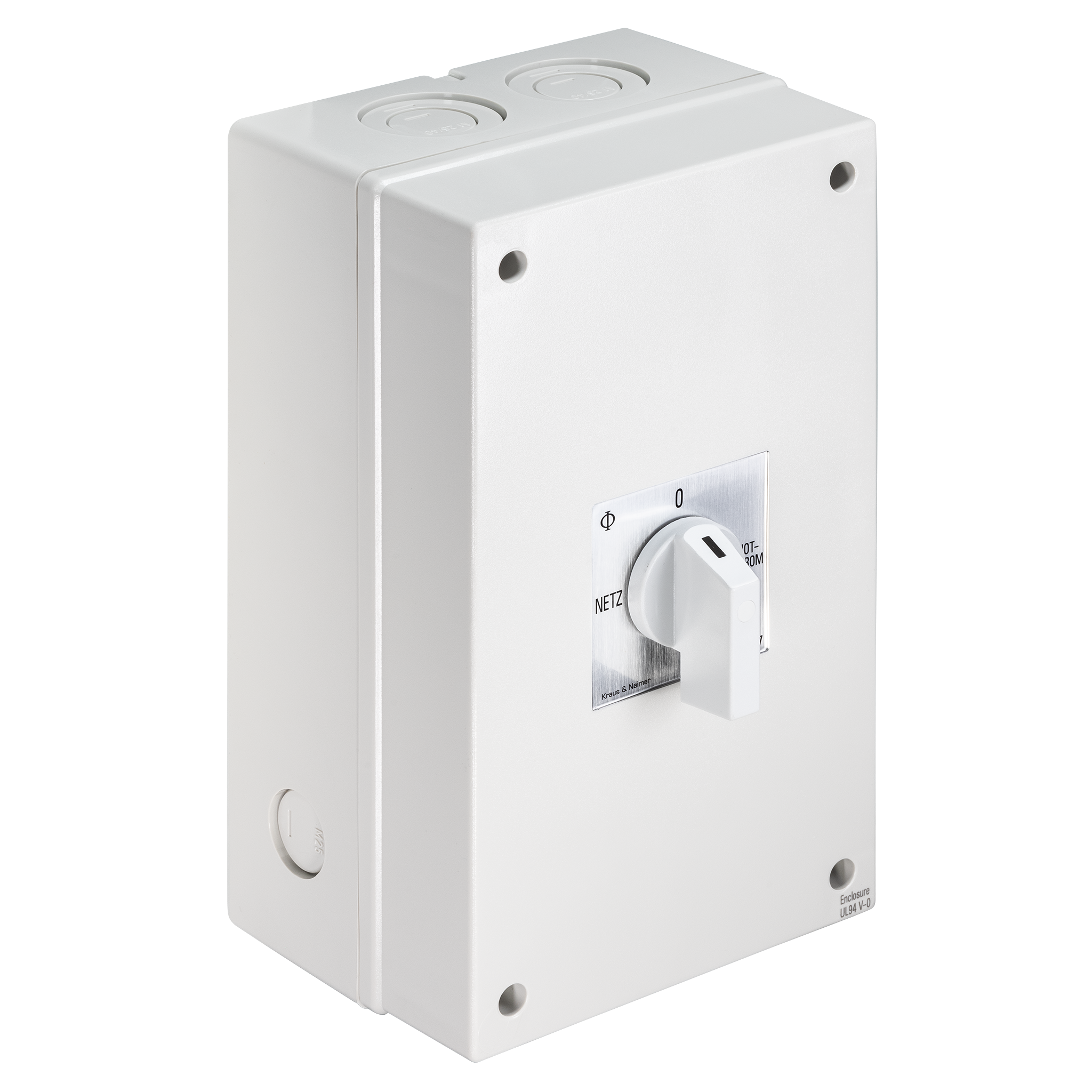 Changeover switch w. OFF; 3-pole; NETZ-0-NOTSTROM; Plastic housing