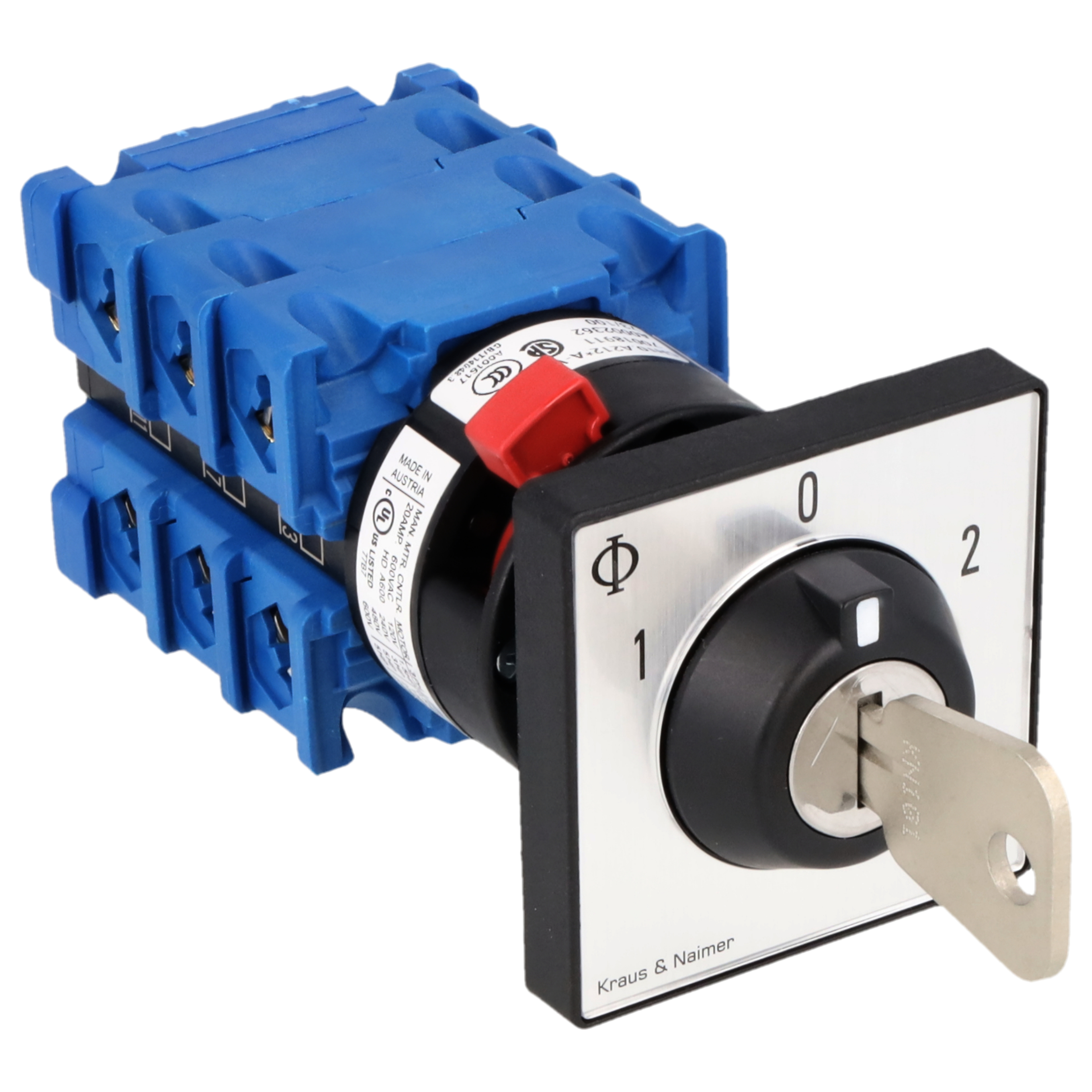 Key switch; Changeover switch w. OFF, SR; 3-pole; 1-0-1; single hole mounting; Key-Lock Device