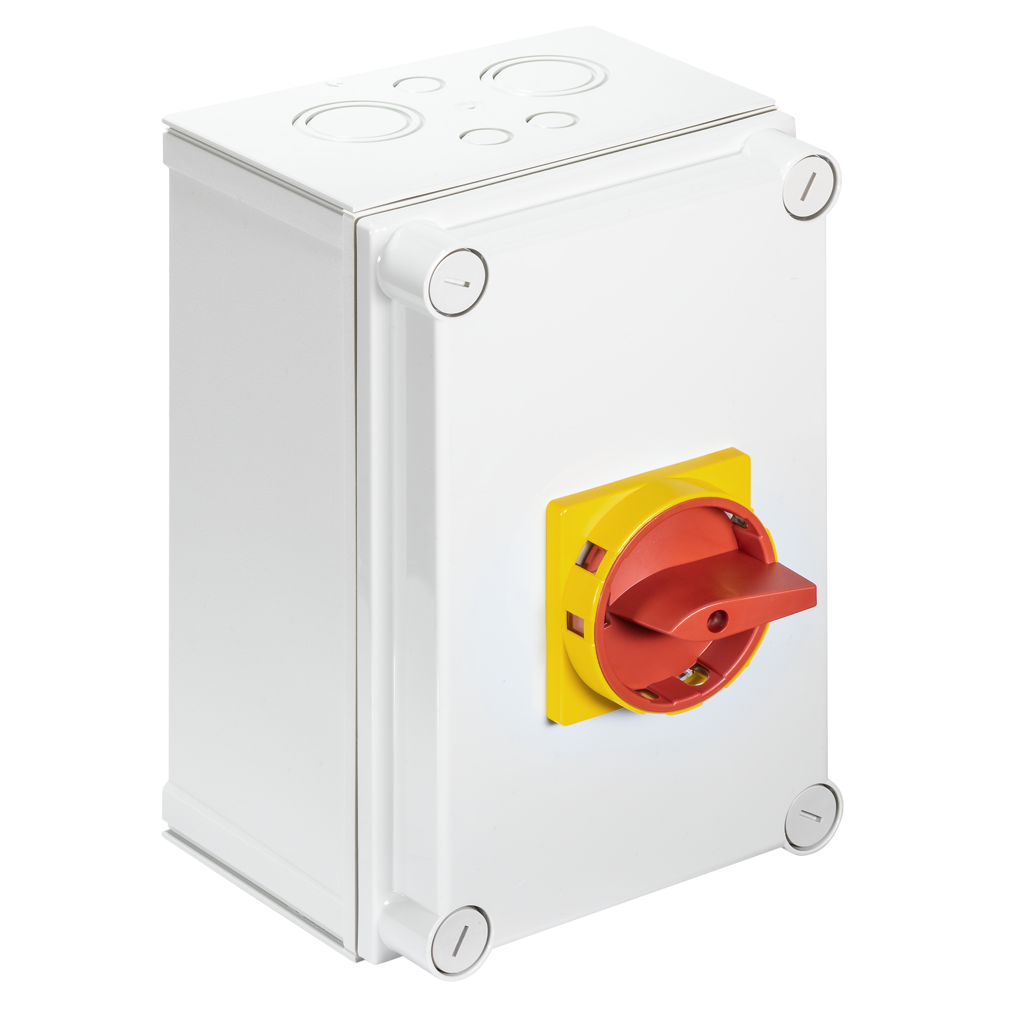 Main switch; ON/OFF switch; 6-pole; 0-I; Base mounting/DIN rail mounting; Padlock Device; red; Door Clutch; PE-Terminal; Auxiliary Contact