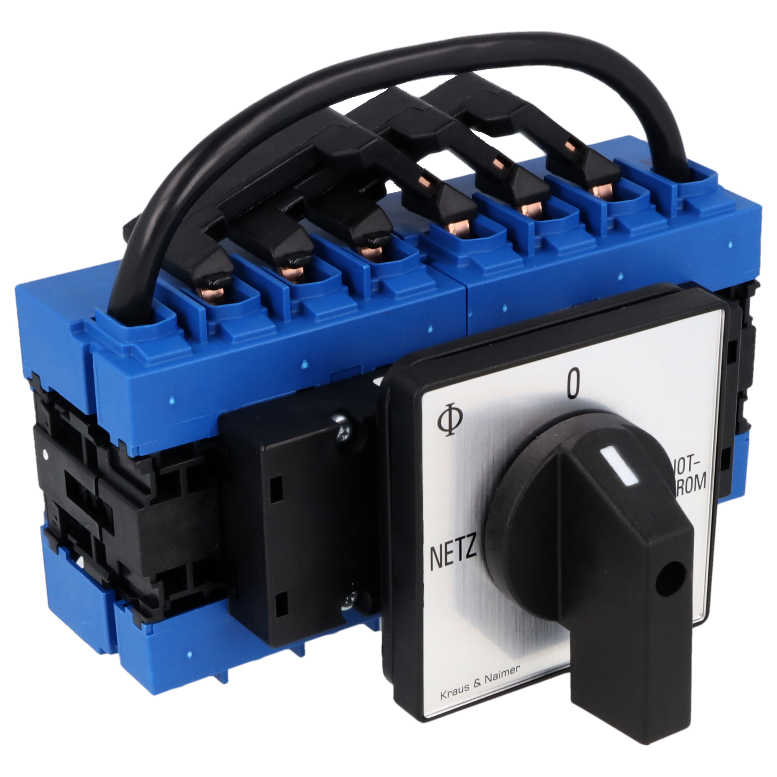 Changeover switch w. OFF; 4-pole; NETZ-0-NOTSTROM; Panel mounting 4-hole