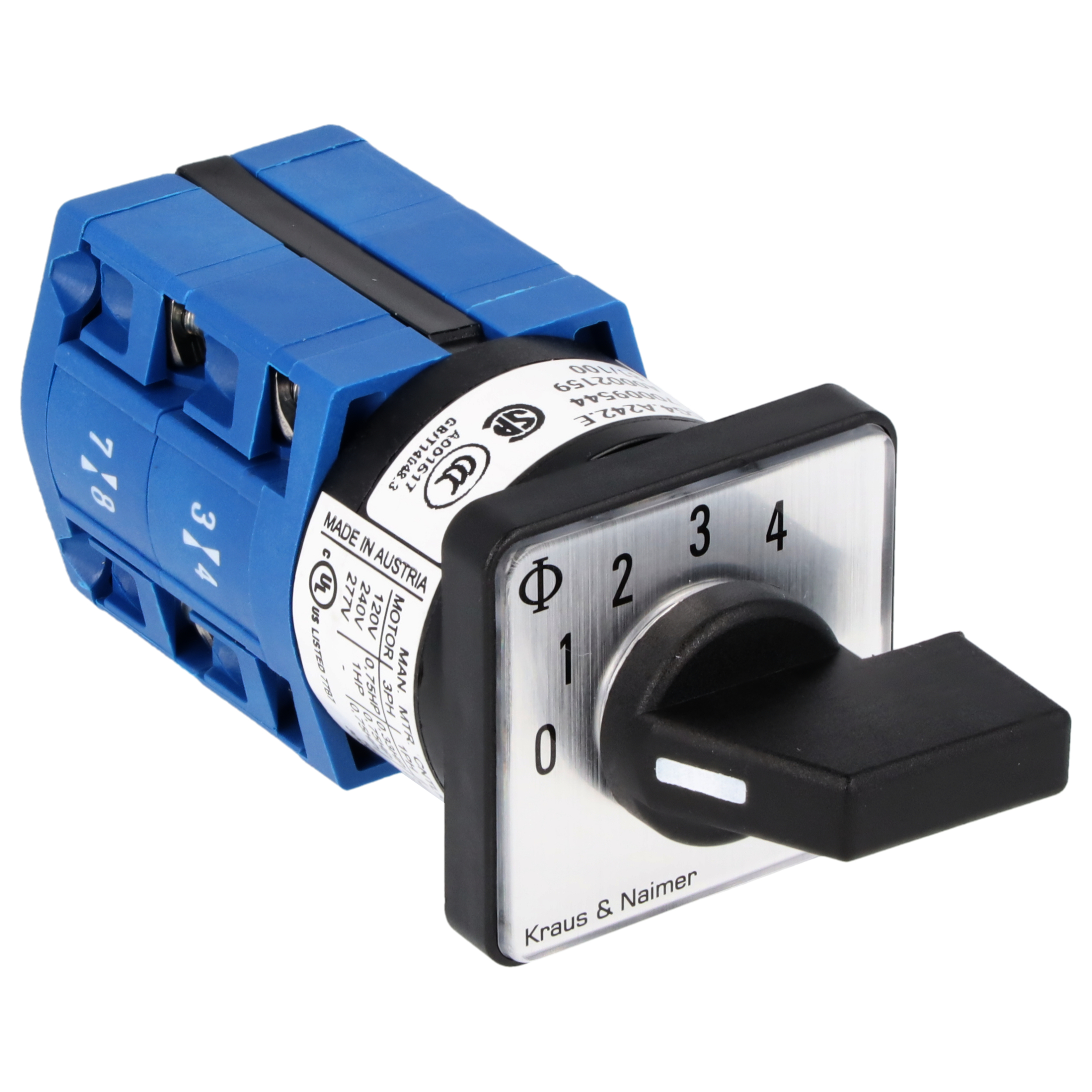 Multi-step switch 0-4; 1-pole; 0->4; Panel mounting 2-hole