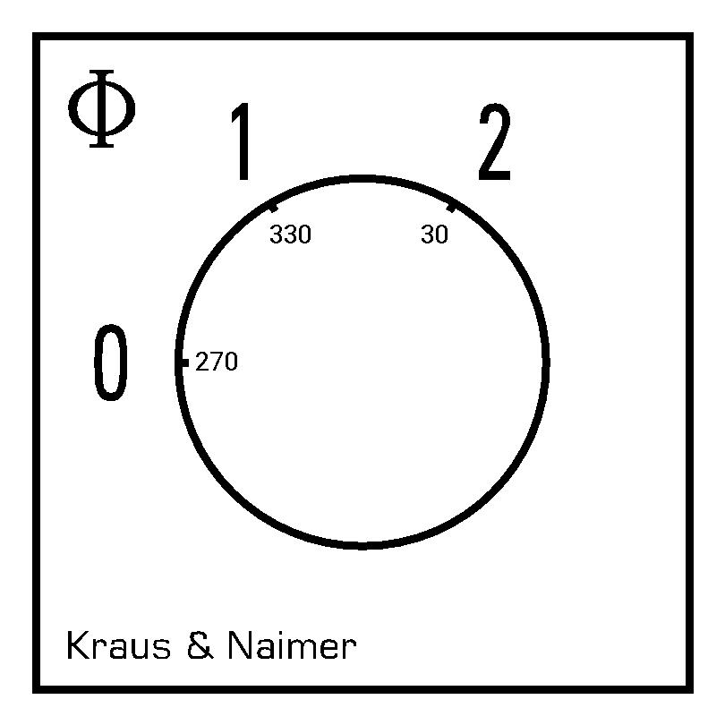 Stufenschalter 0-2; 1-polig; 0-1-2; Fronteinbau 2-Loch