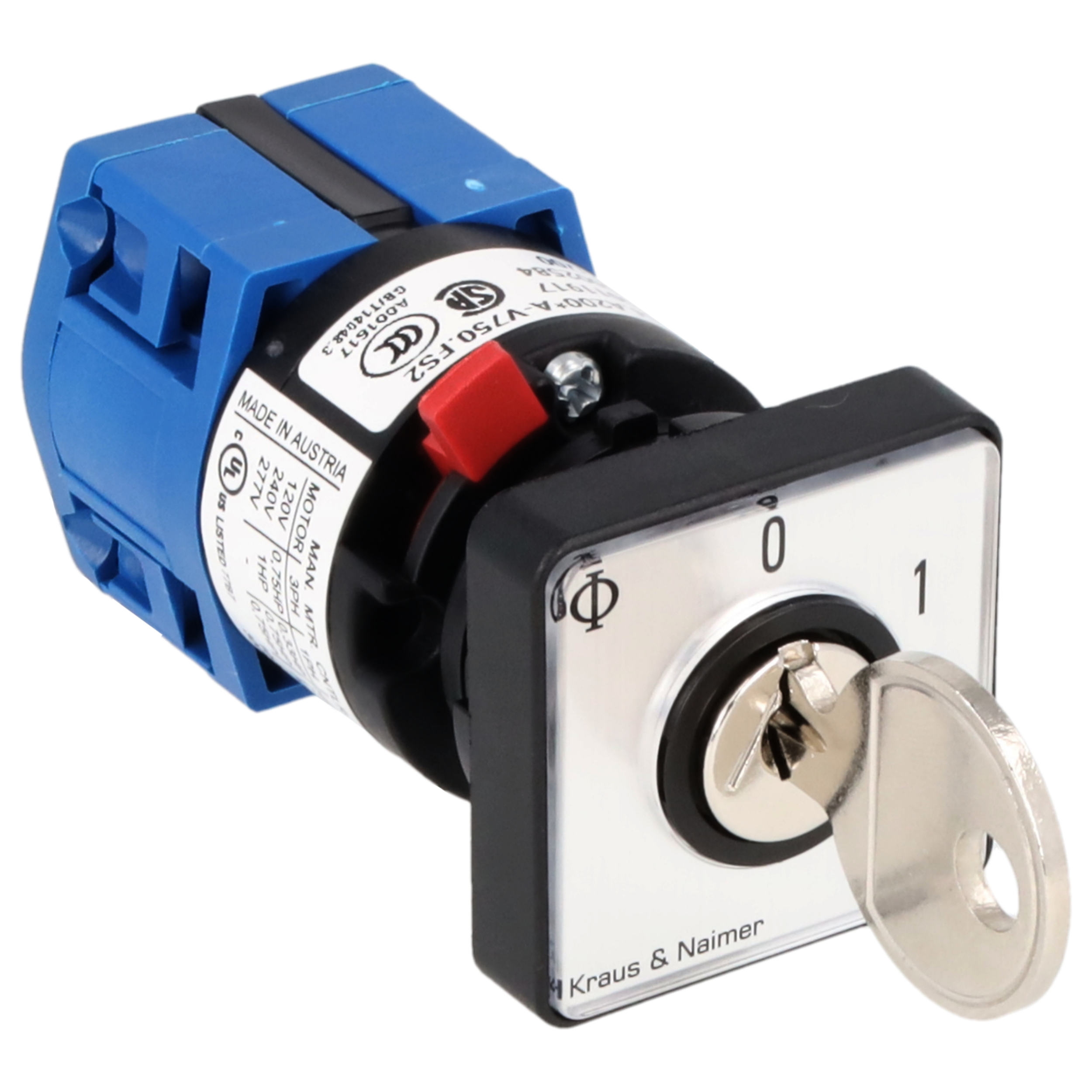 Key switch; ON/OFF switch; 1-pole; 0-1; single hole mounting; Key-Lock Device