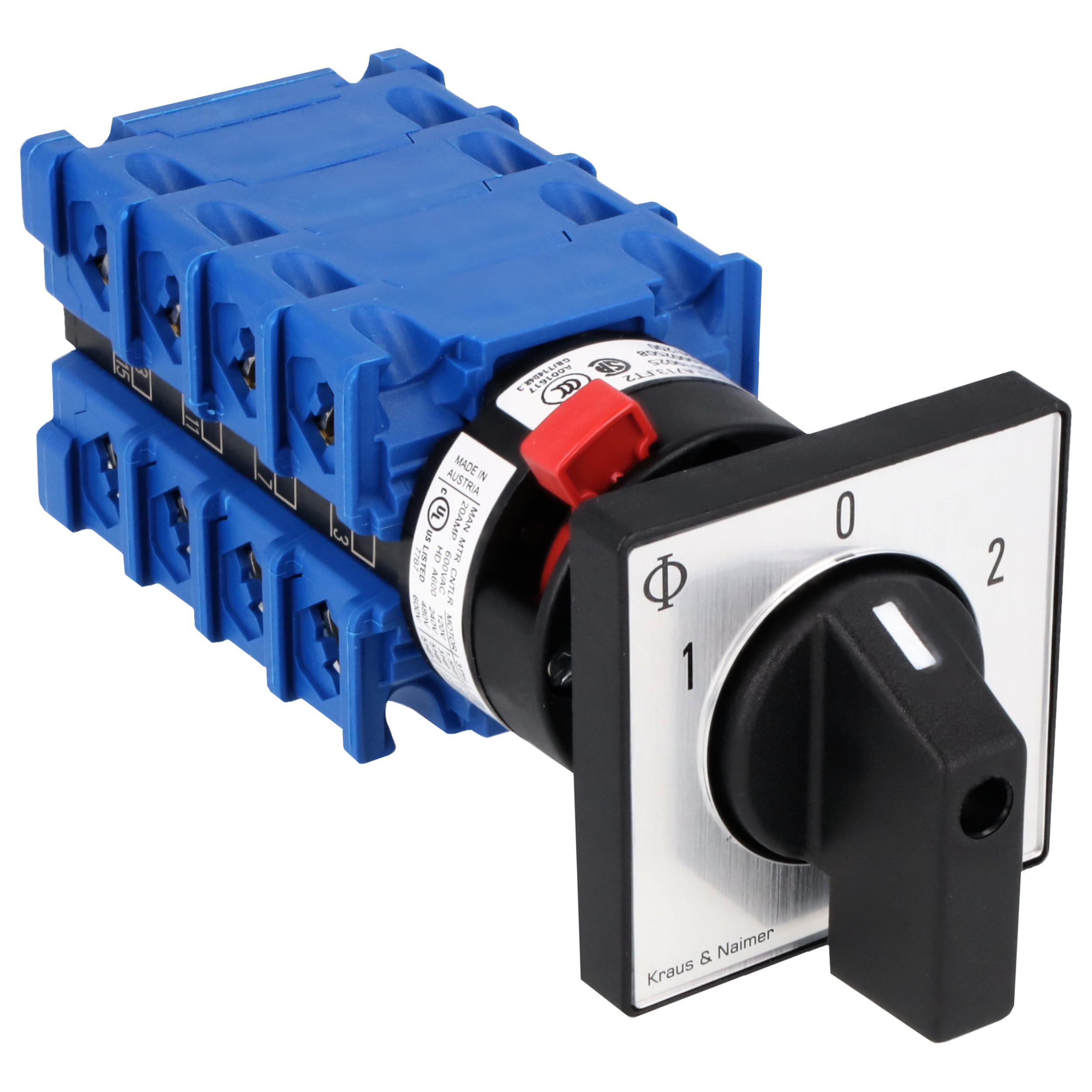 Umschalter m.0, galv.getr.; 4-polig; 1-0-2; Zentralbefestigung