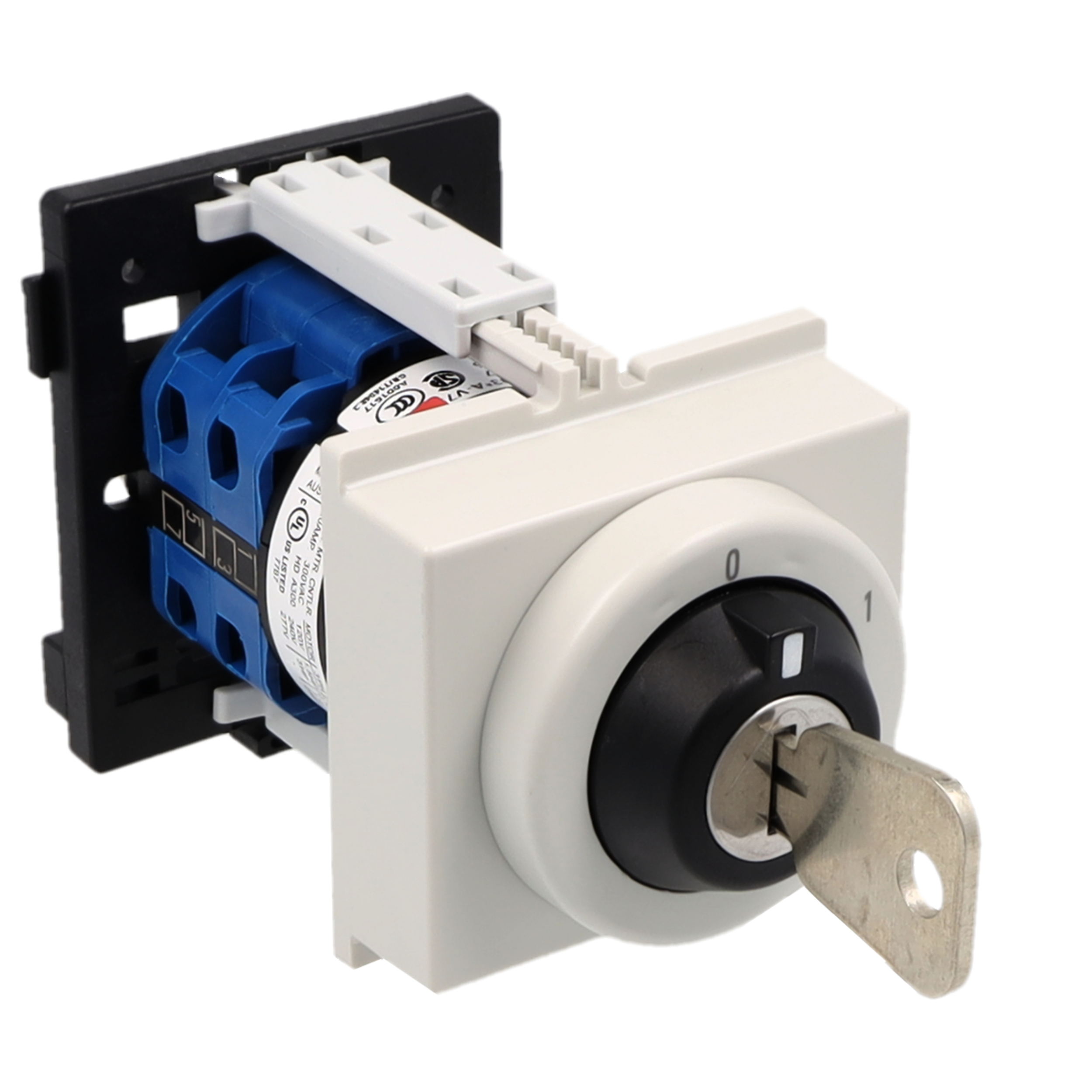 Schlüsselschalter; Ausschalter; 4-polig; 0-1; Reiheneinbau; Schlüsseleinrichtung