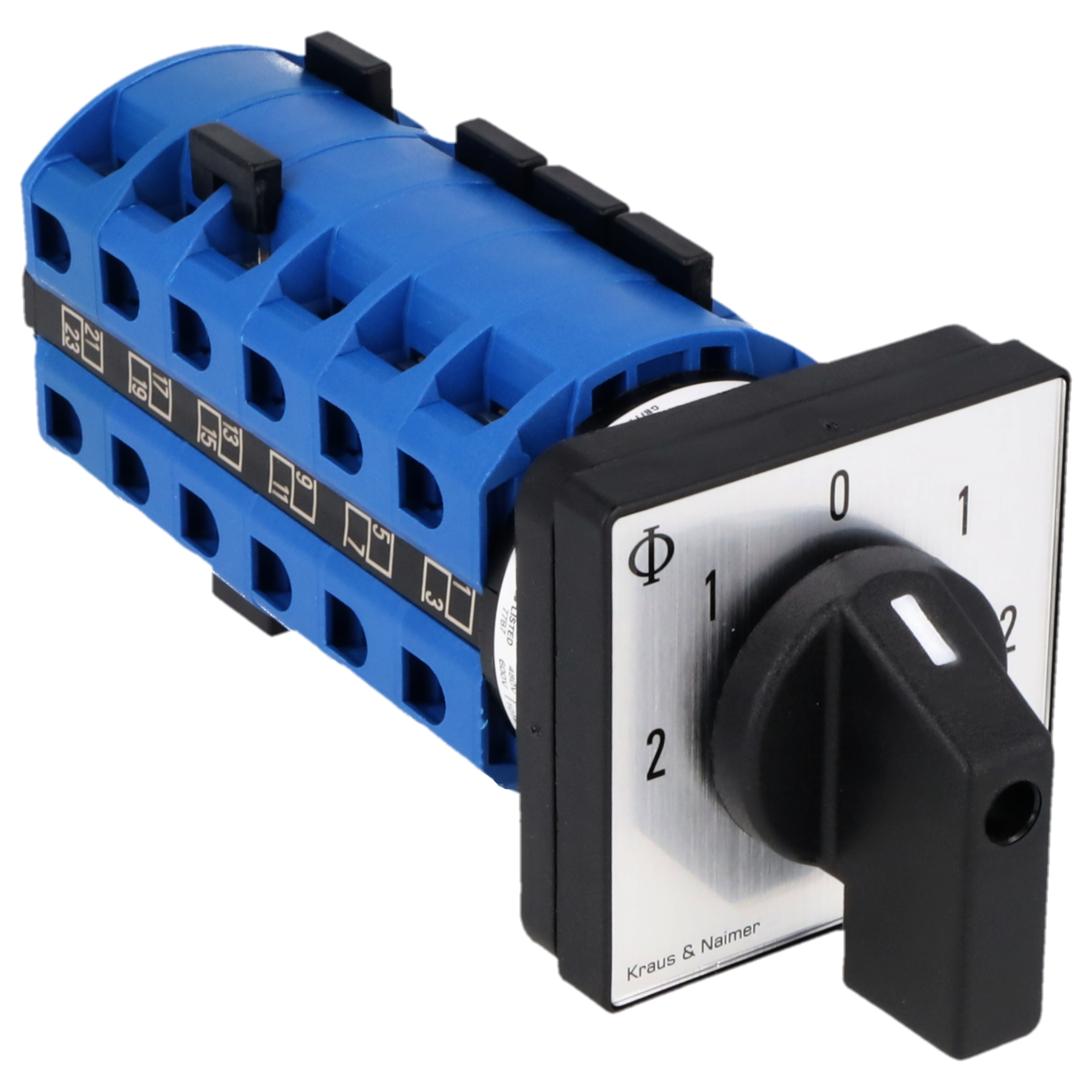 Reversing motor switch; 2-1-0-1-2; Panel mounting 4-hole