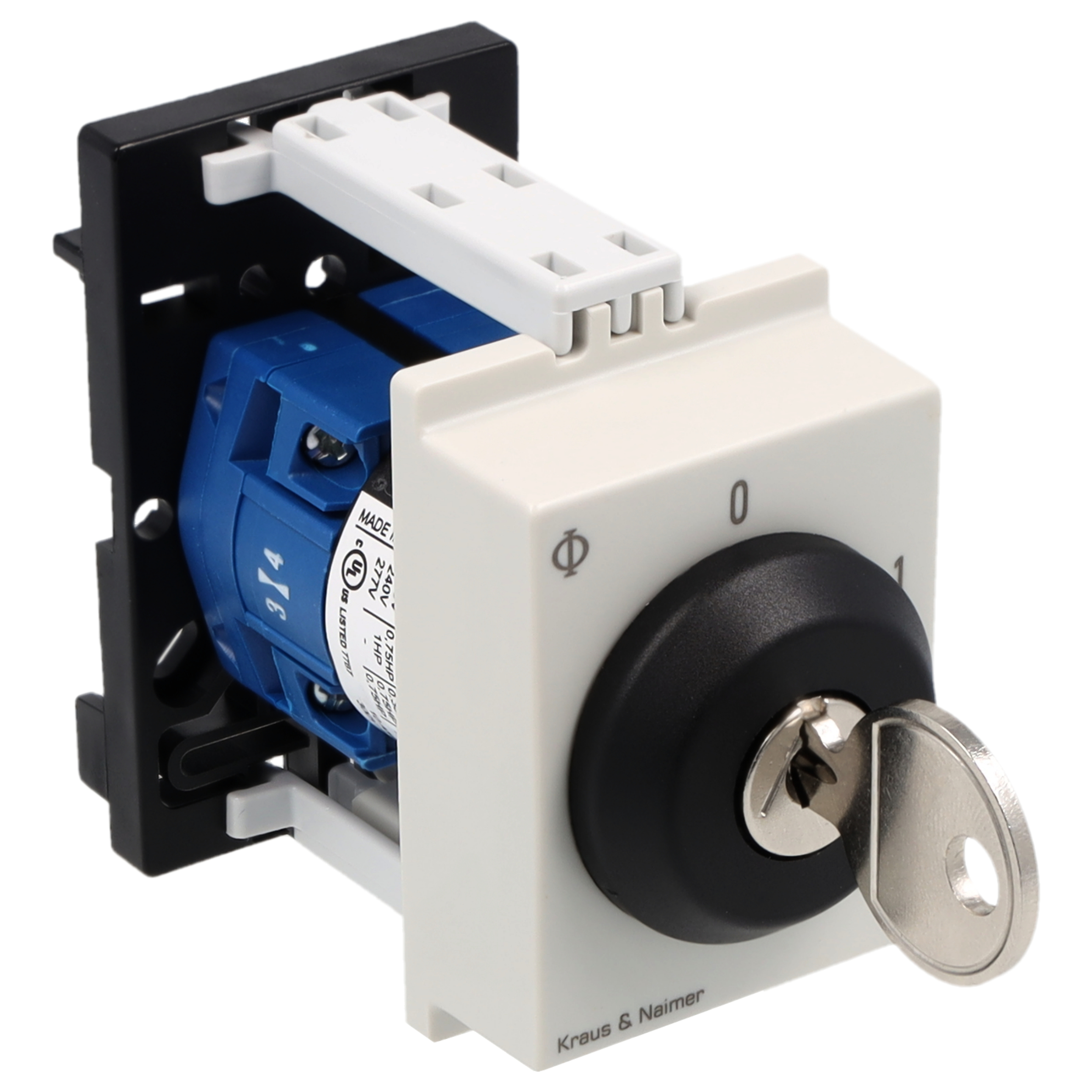 Schlüsselschalter; Ausschalter; 2-polig; 0-1; Reiheneinbau; Schlüsseleinrichtung