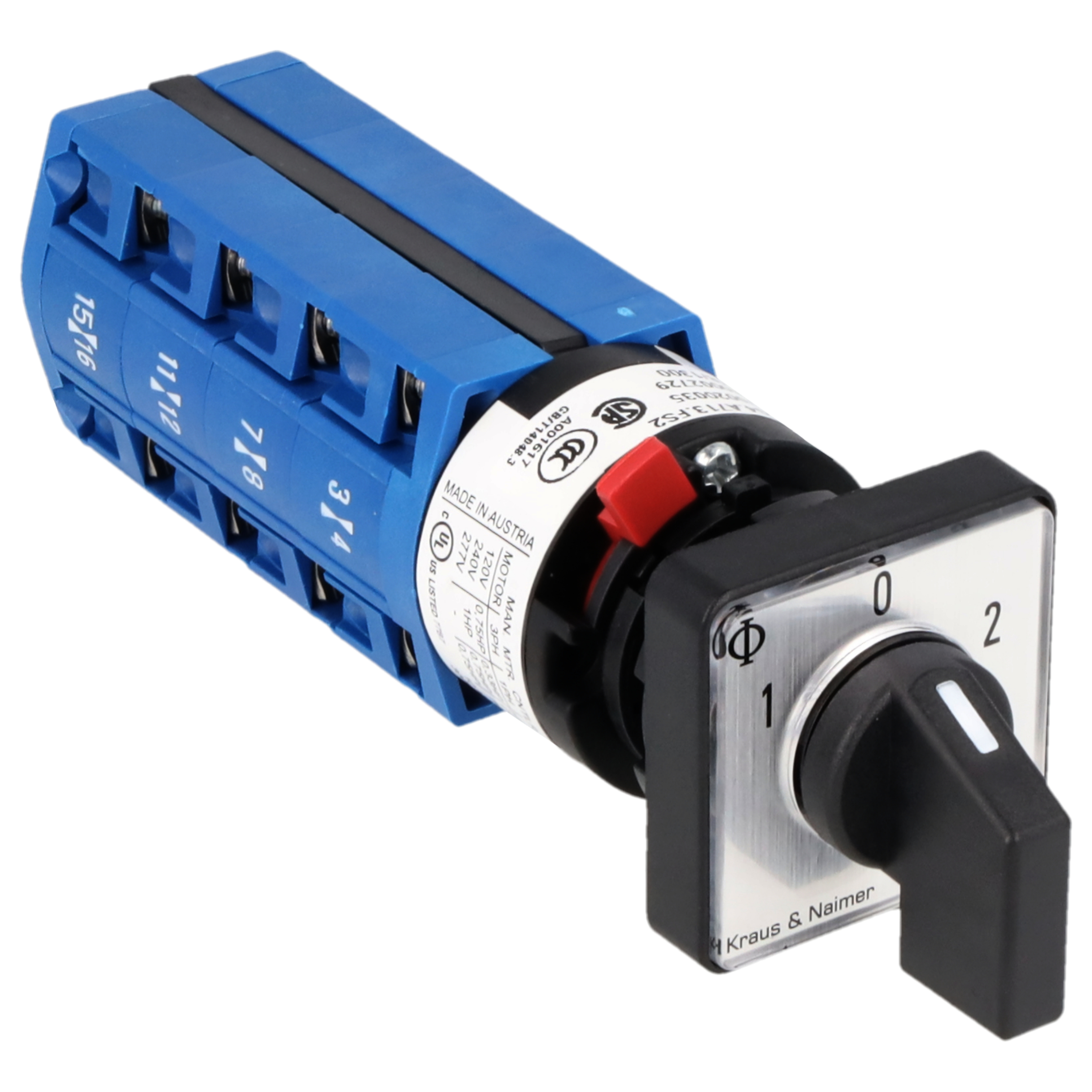 Changeover switch w. OFF, isol. cont.; 4-pole; 1-0-2; single hole mounting