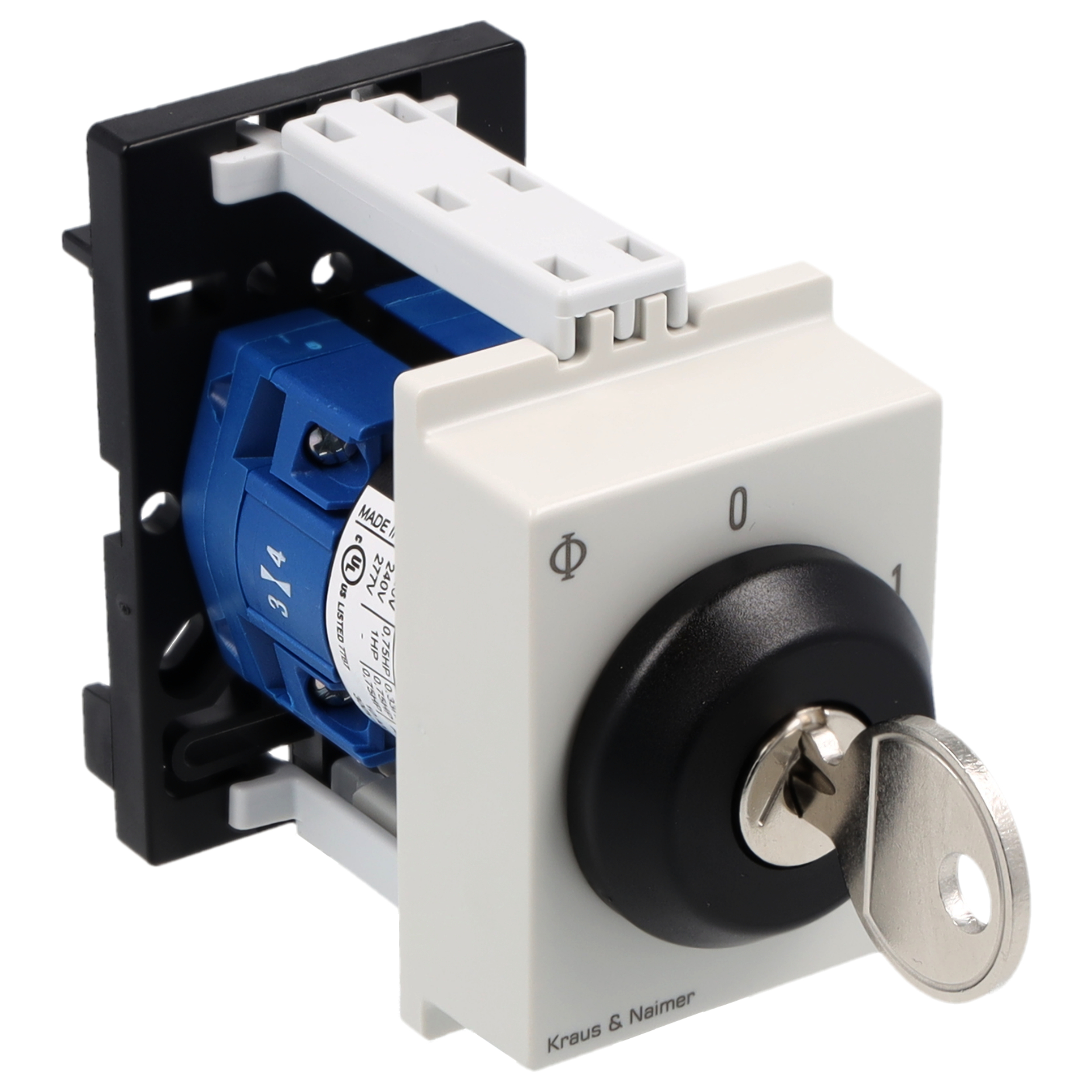 Schlüsselschalter; Ausschalter; 2-polig; 0-1; Reiheneinbau; Schlüsseleinrichtung