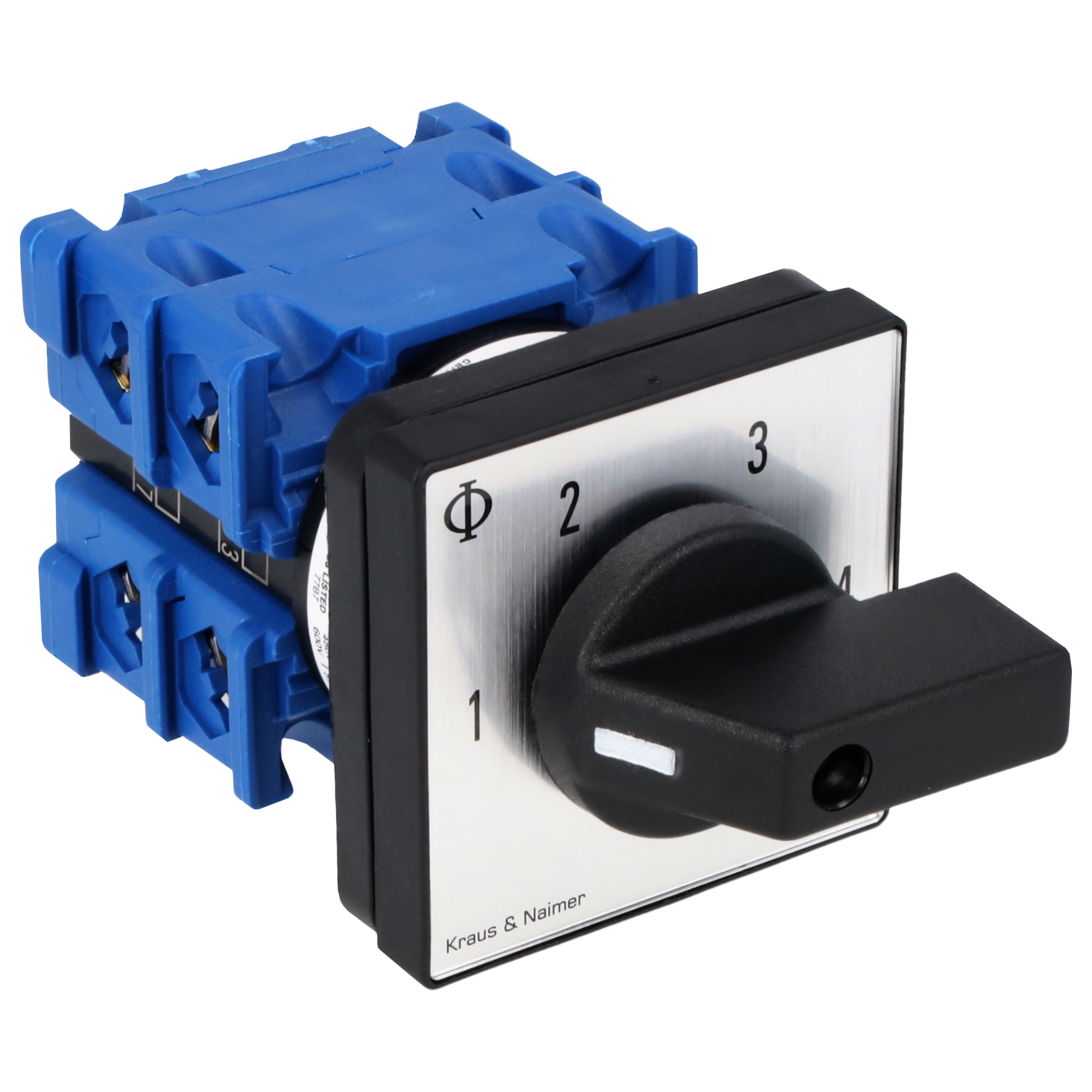 Stufenschalter 1-4; 1-polig; 1-2-3-4; Fronteinbau 4-Loch