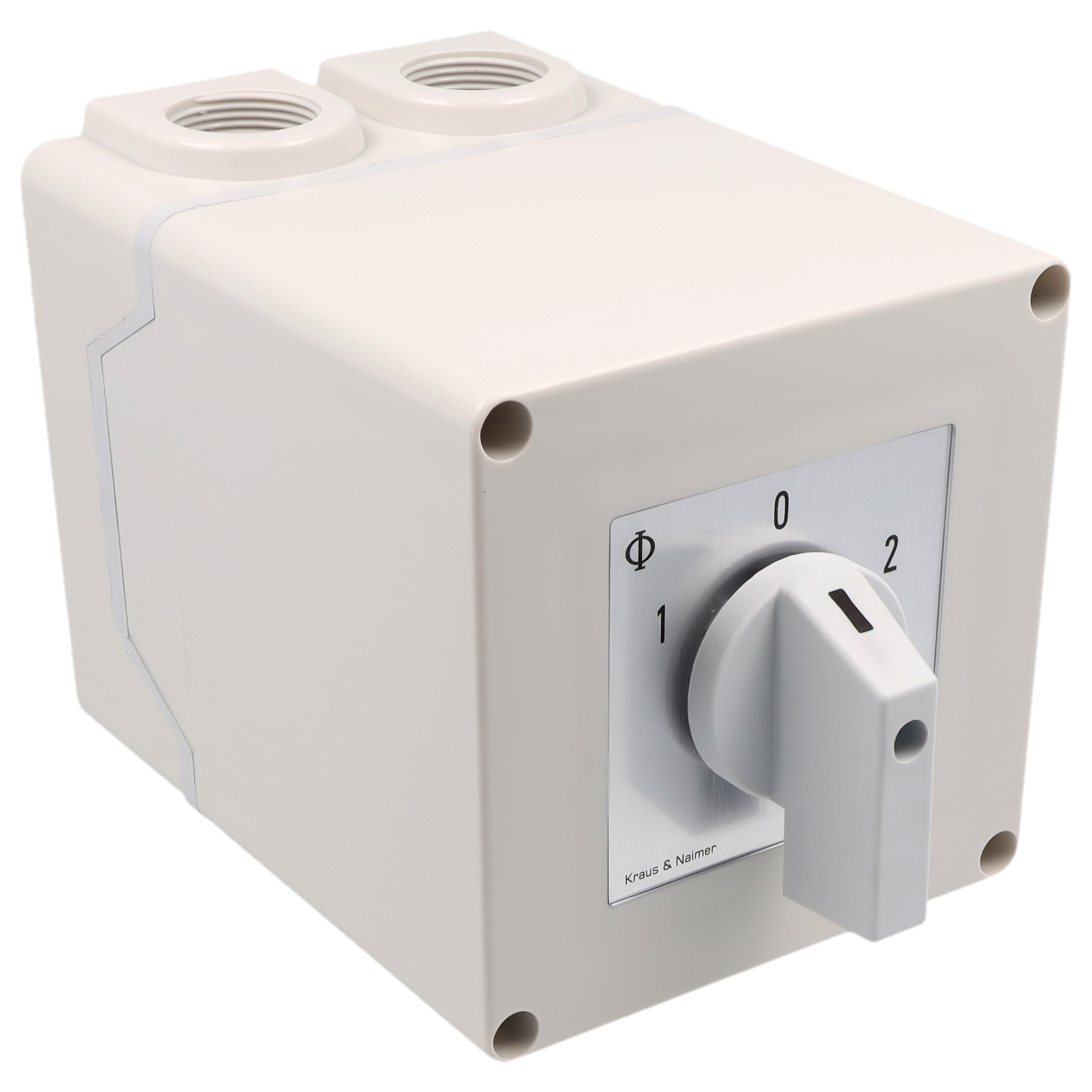 Changeover switch w. OFF; 2-pole; 1-0-2; Plastic housing