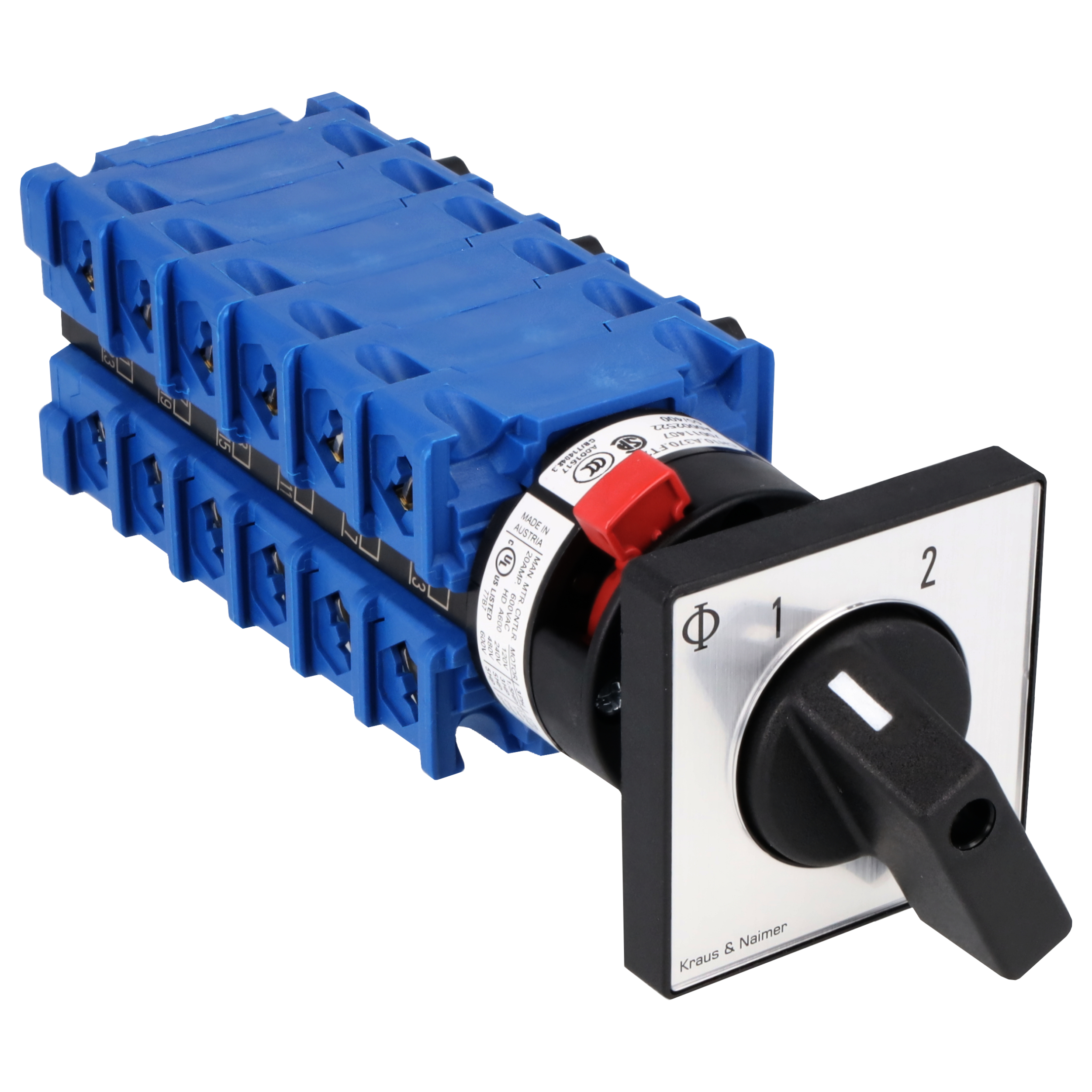 Changeover switch w/o OFF; 6-pole; 1-2; single hole mounting