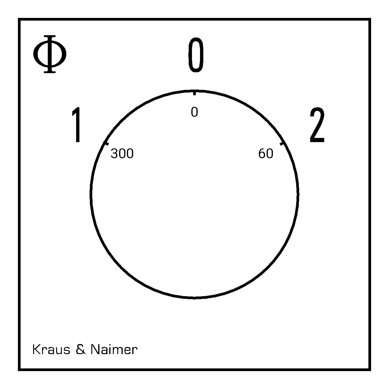 Umschalter m.0; 4-polig; 1-0-2; Fronteinbau 4-Loch